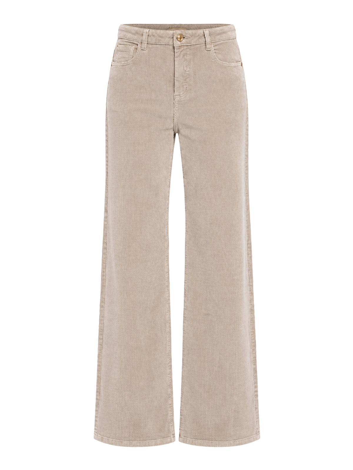 Pantaloni wide leg velluto millerighe mastice Gaudi Jeans, frontali su fondo bianco