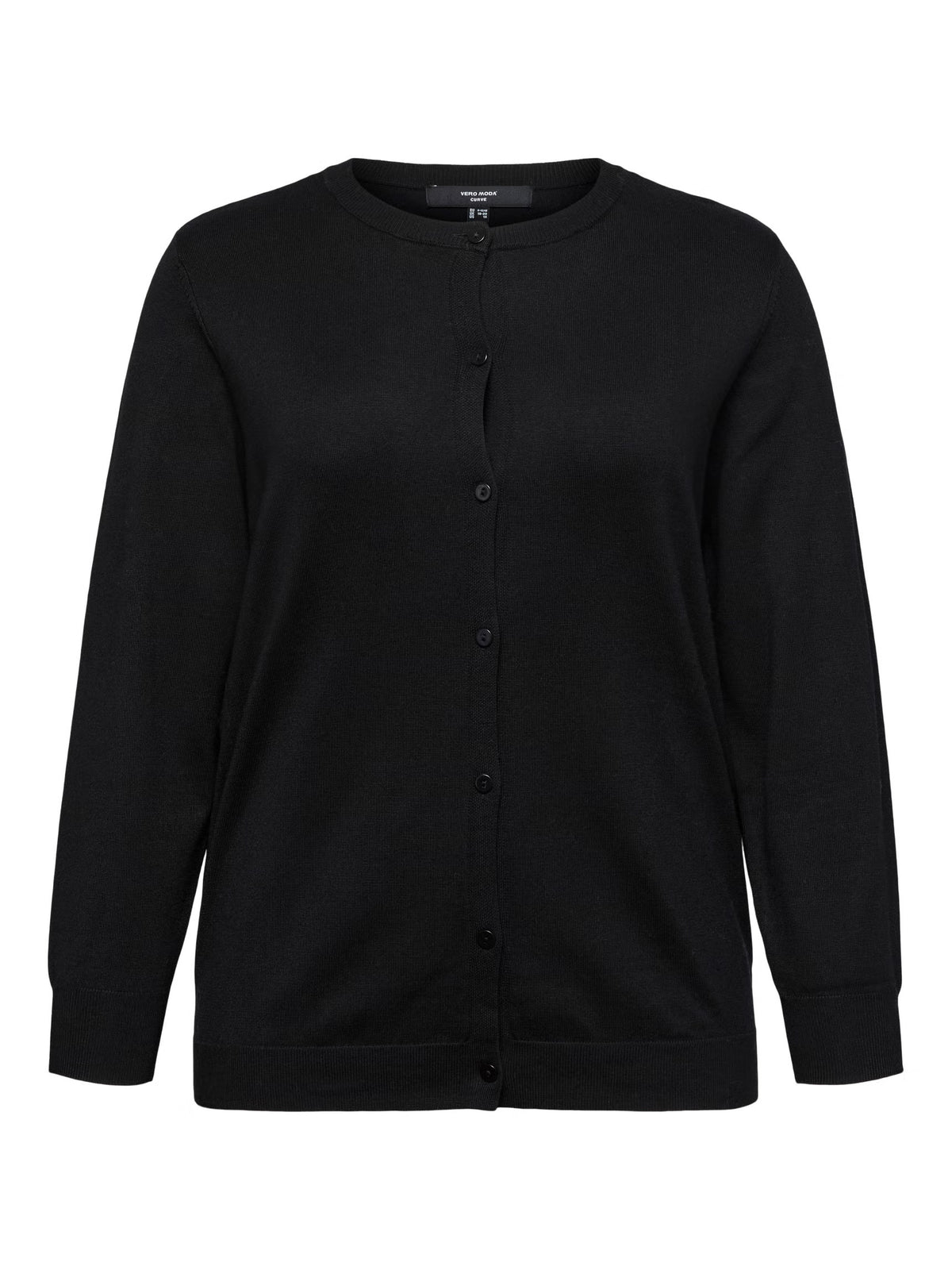 Cardigan con scollo tondo Vero Moda Curve, su fondo bianco, vista frontale