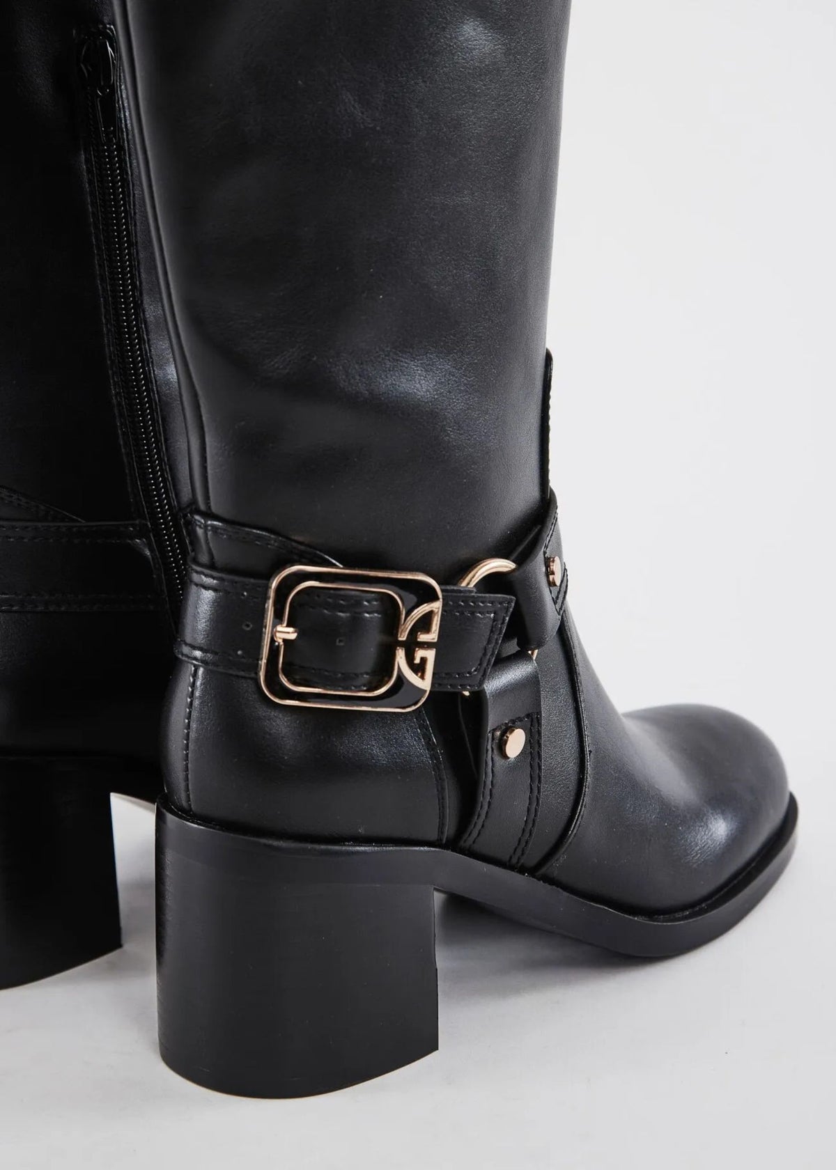 Stivali alti con tacco largo Gaudi Jeans, nero, dettaglio di fibbia e zip