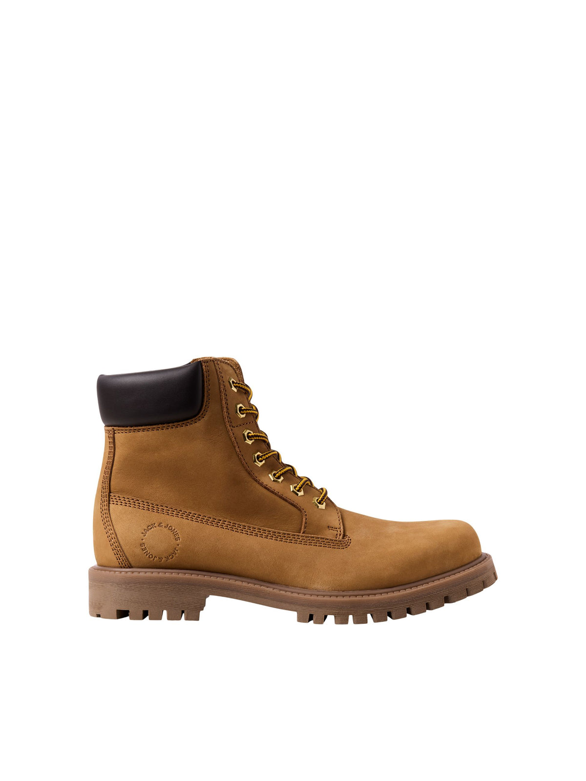 Stivaletto stringato miele Jack&Jones, vista laterale opposta su bianco