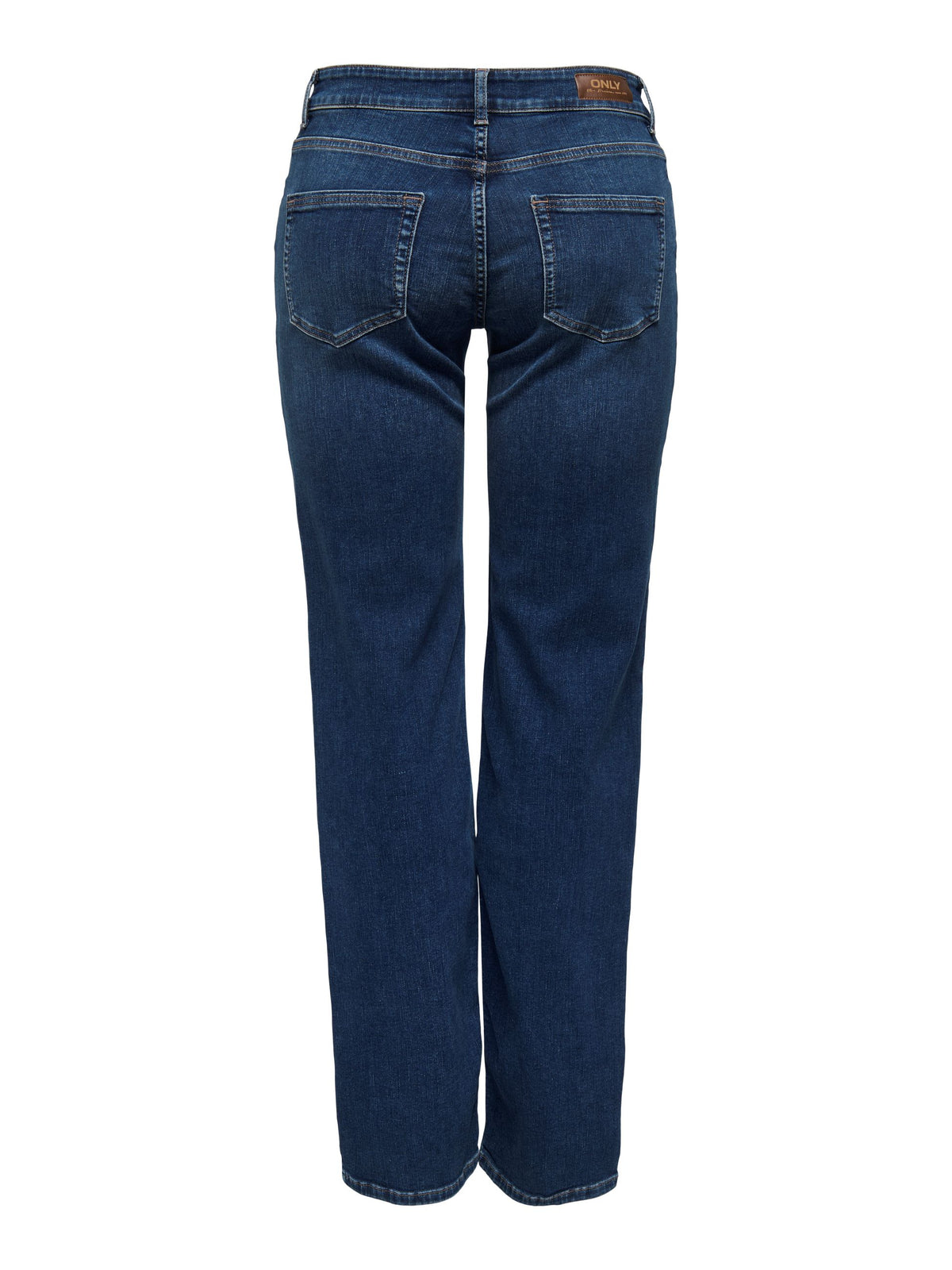 Jeans a gamba dritta in denim blu scuro Only, su fondo bianco, vista posteriore