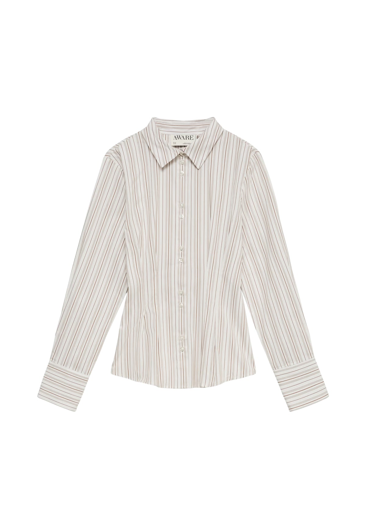 Camicia con riprese in vita Vero Moda, panna, su fondo bianco, vista frontale