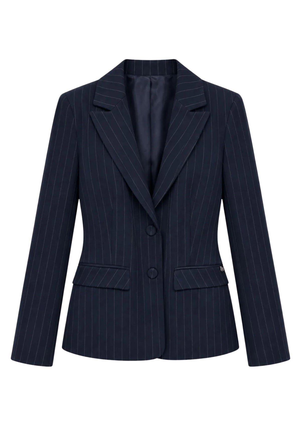 Blazer gessato a due bottoni Gaudi Jeans, blu, frontale su fondo bianco