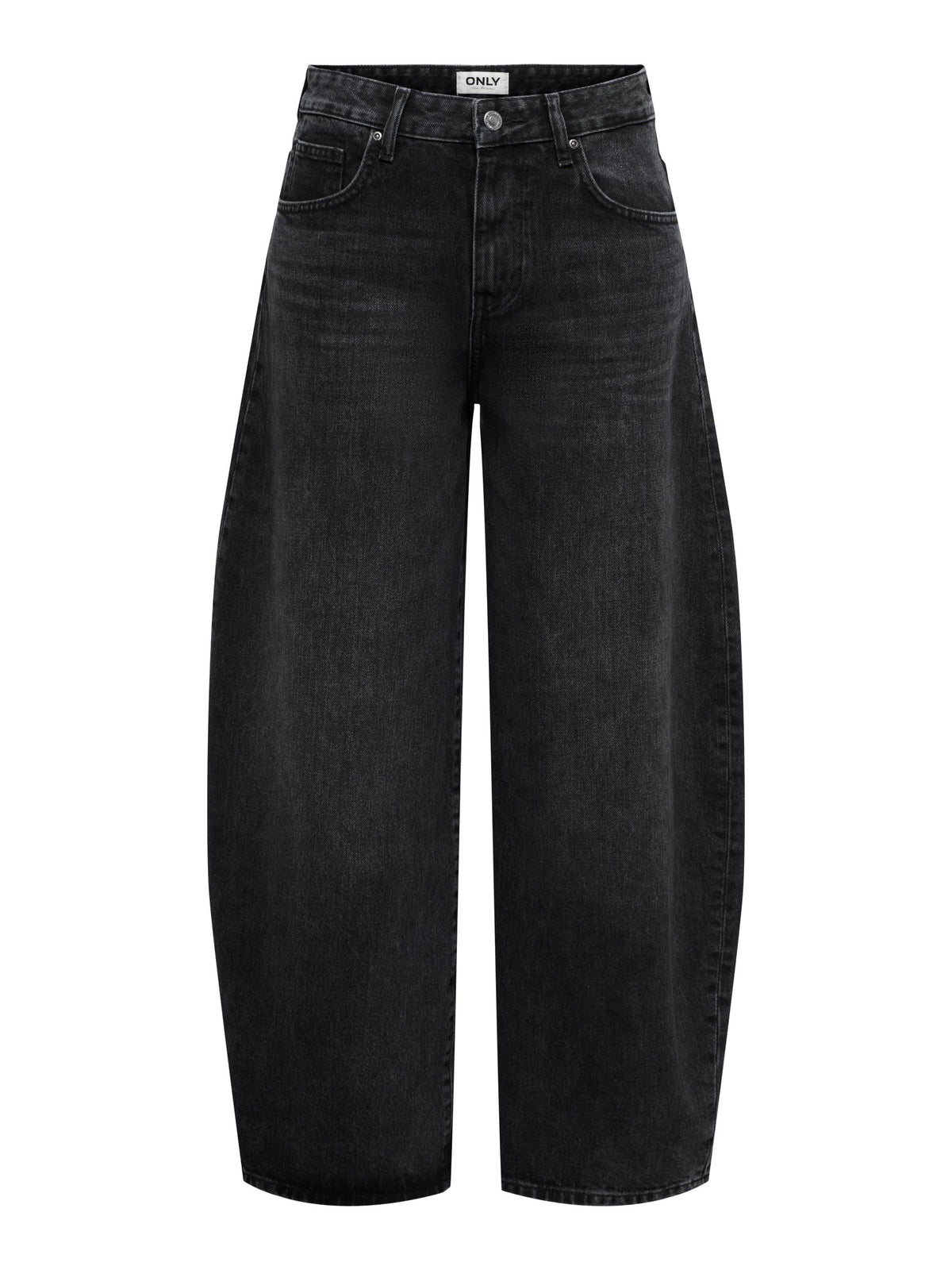 Jeans barrel a vita media Only, su fondo bianco, vista frontale