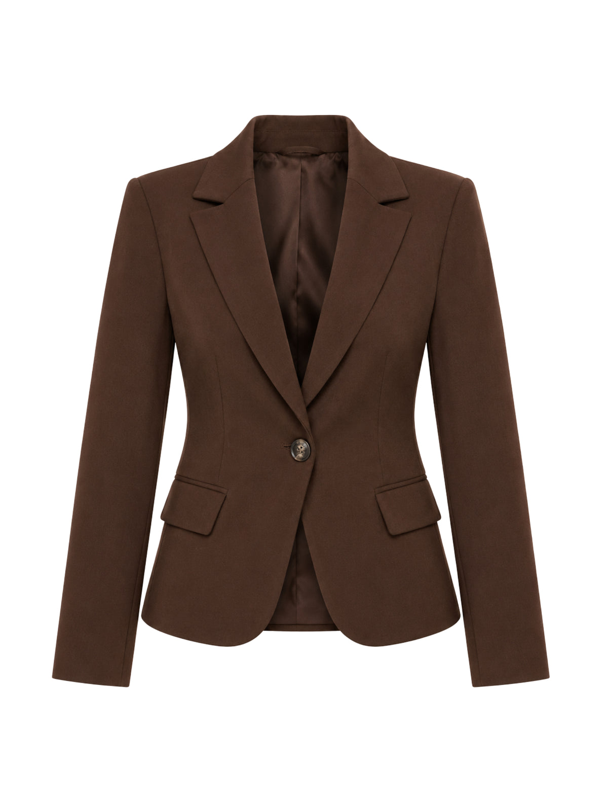 Blazer monopetto cropped cioccolato Gaudi Jeans, frontale su fondo bianco