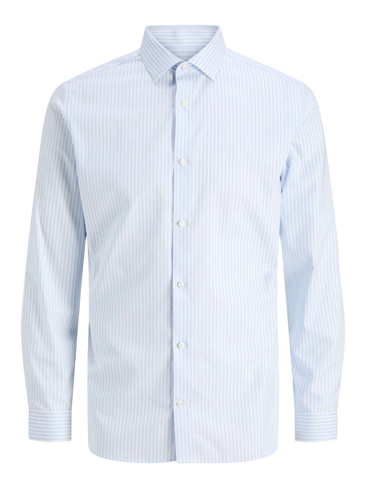 Camicia classica a righe Jack & Jones, su fondo bianco, vista frontale