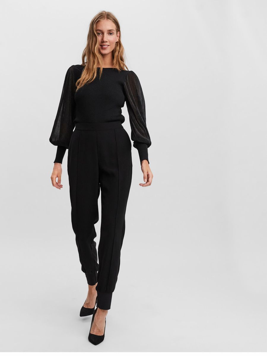 10253725 - Maglia con manica in lurex plissè a palloncino.