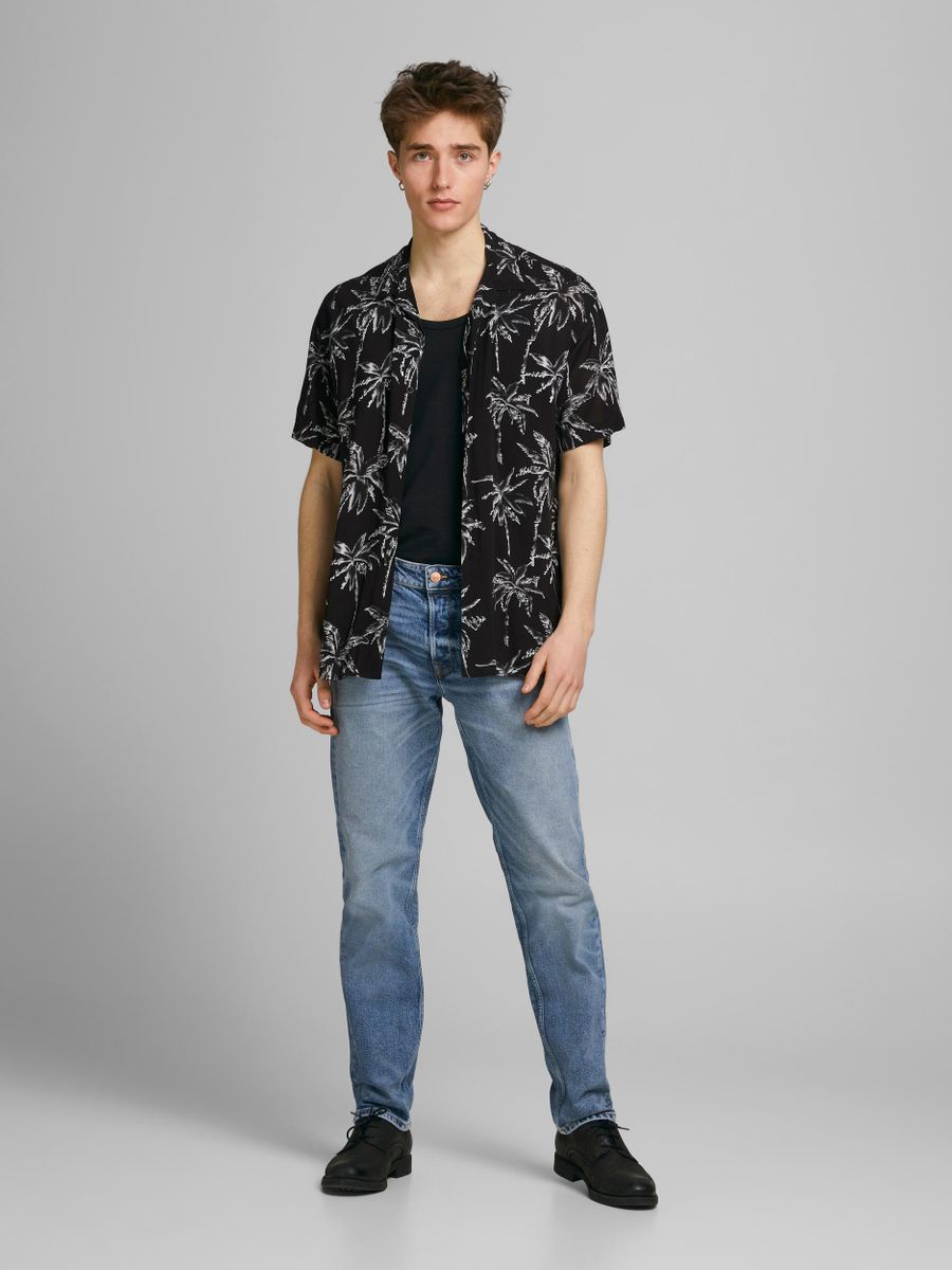 12187990 - Camicia fantasia palme manica corta.