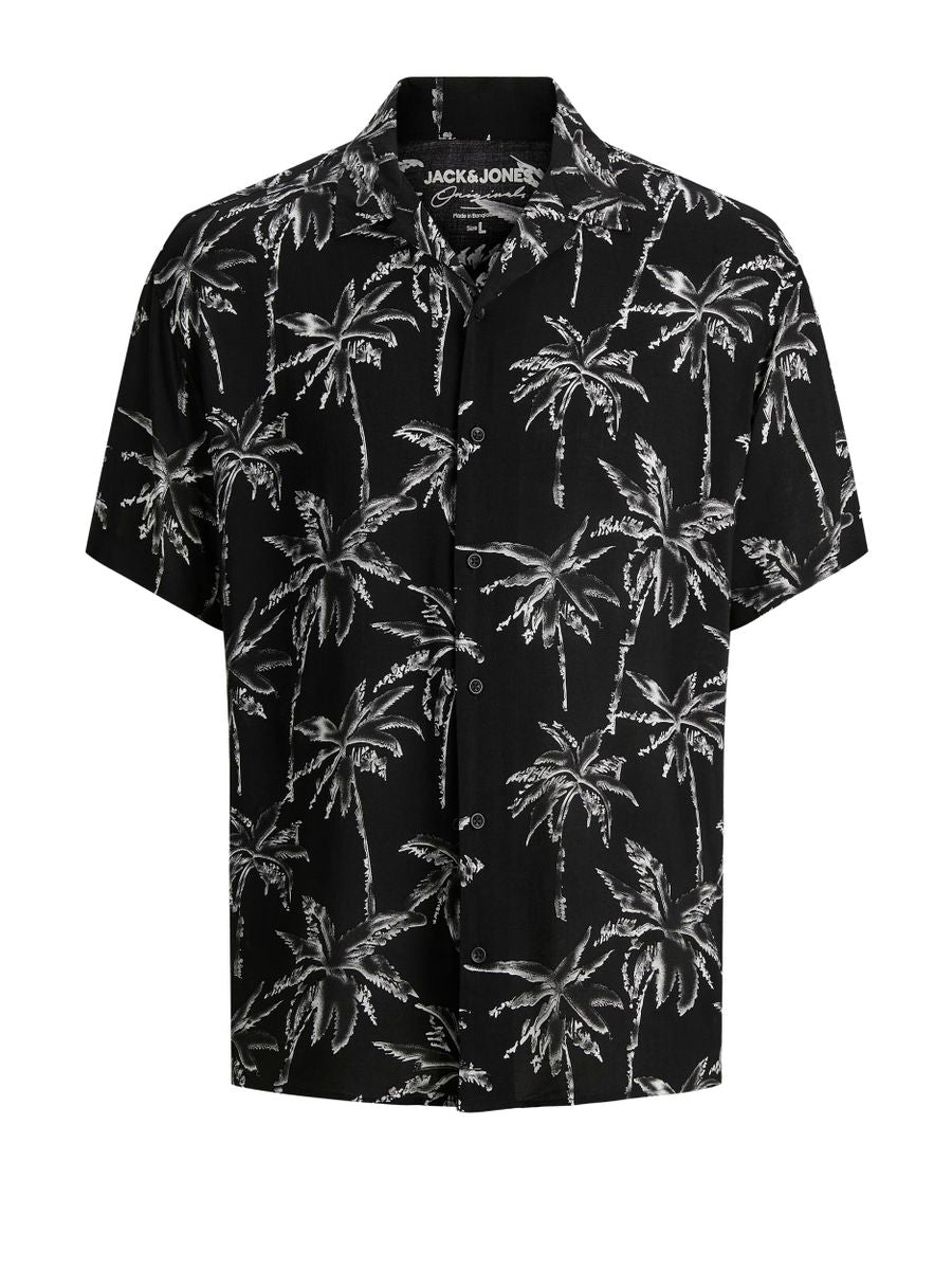 12187990 - Camicia fantasia palme manica corta.