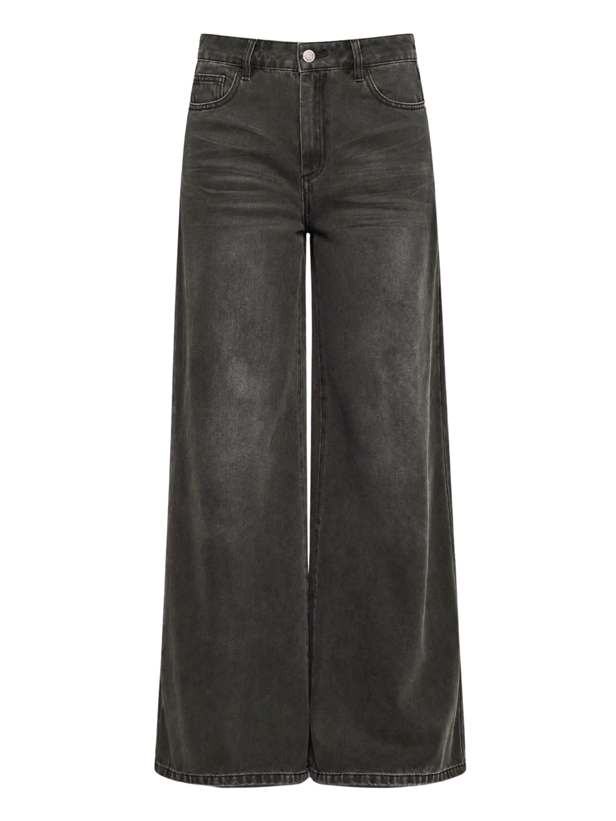 Jeans wide leg nero sfumato Gaudi Jeans, frontali su fondo bianco