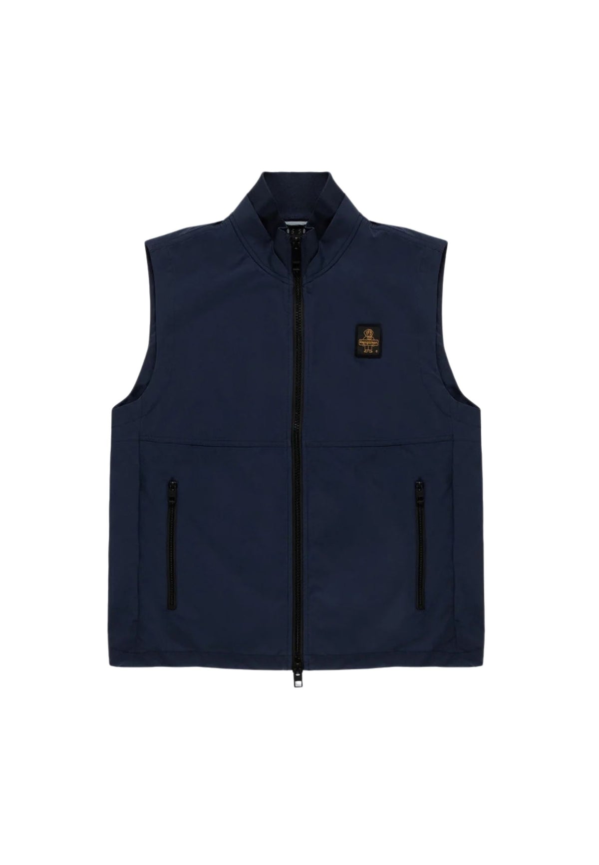 Smanicato con collo alto e zip Refrigiwear, blu, su fondo bianco, vista frontale
