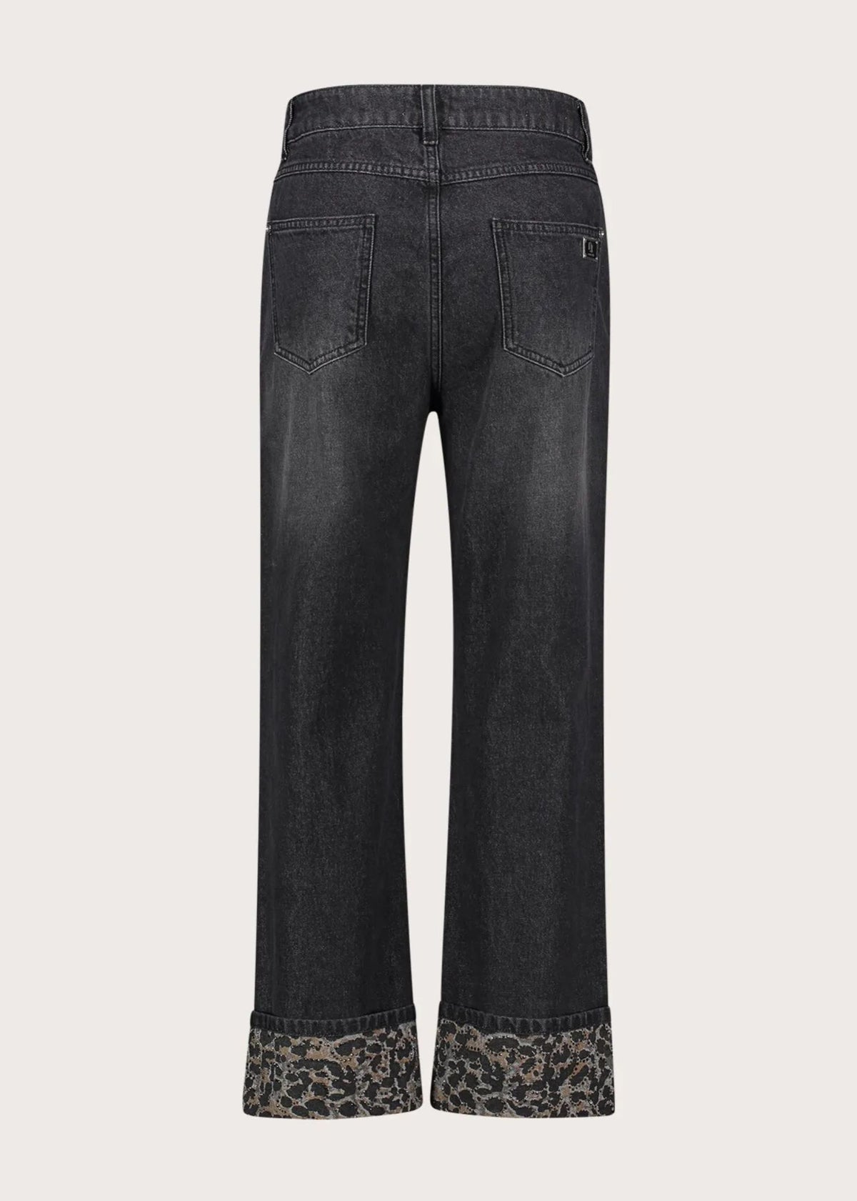 Jeans gamba dritta grigio scuro Gaudi Jeans, retro su fondo bianco