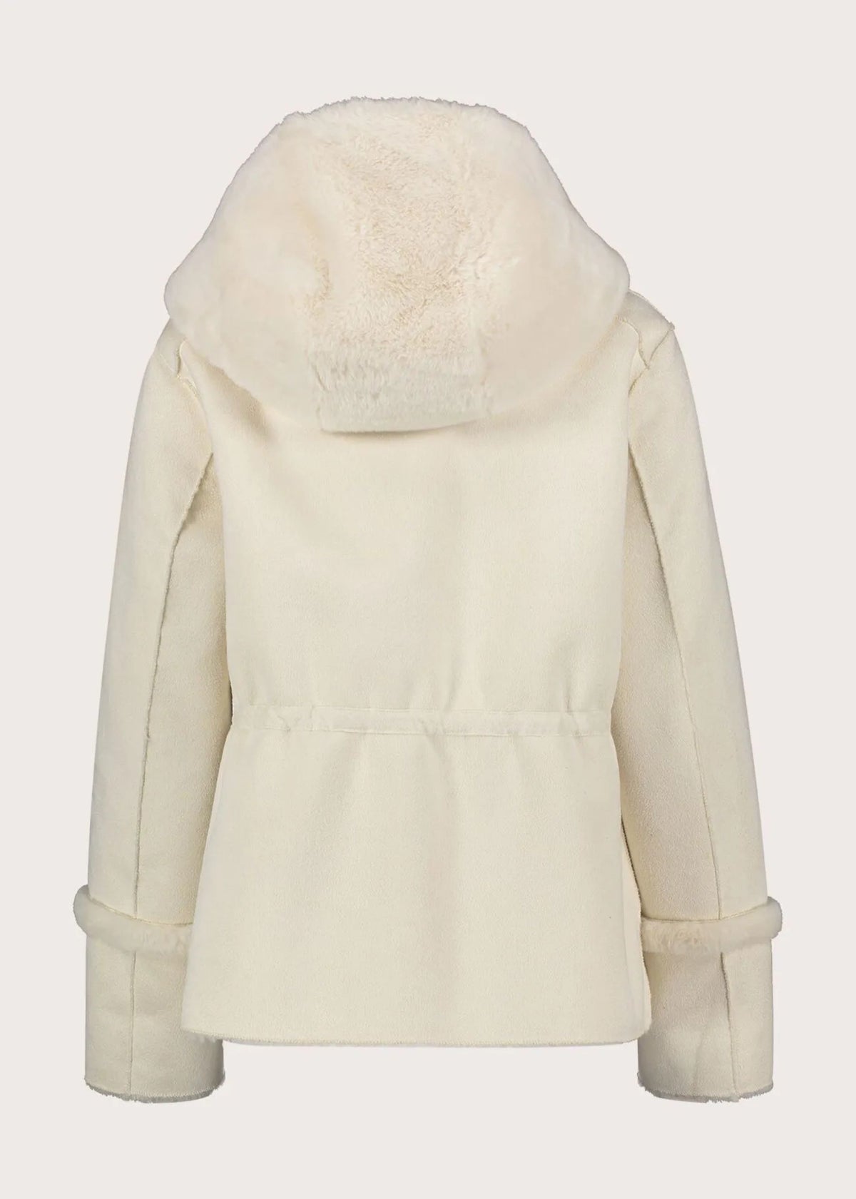 Giacca reversibile effetto montone con cappuccio Gaudi Jeans, panna, retro su fondo bianco