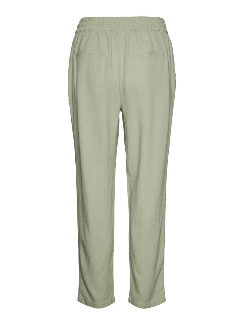 10260306 - Pantalone leggero effetto lino gamba morbida con elastico in vita.