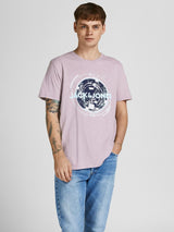12205221 - T-shirt girocollo in cotone con stampa circolare sul davanti.