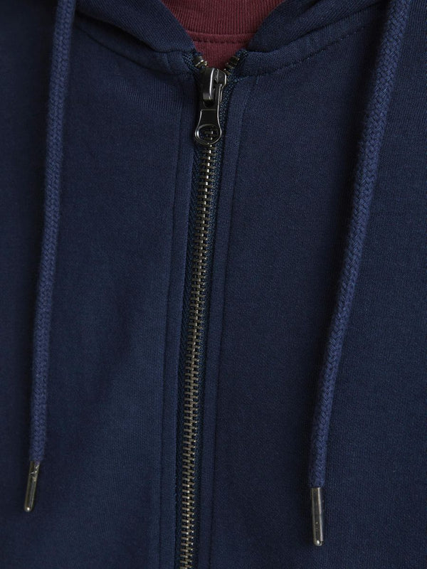 12181901 - Giacchina sportiva in cotone garzato full zip, con cappuccio e tasche sul davanti.