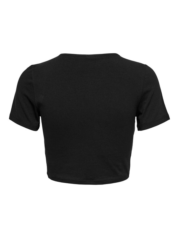 15277726 -T-shirt corta, girocollo e apertura sul seno.