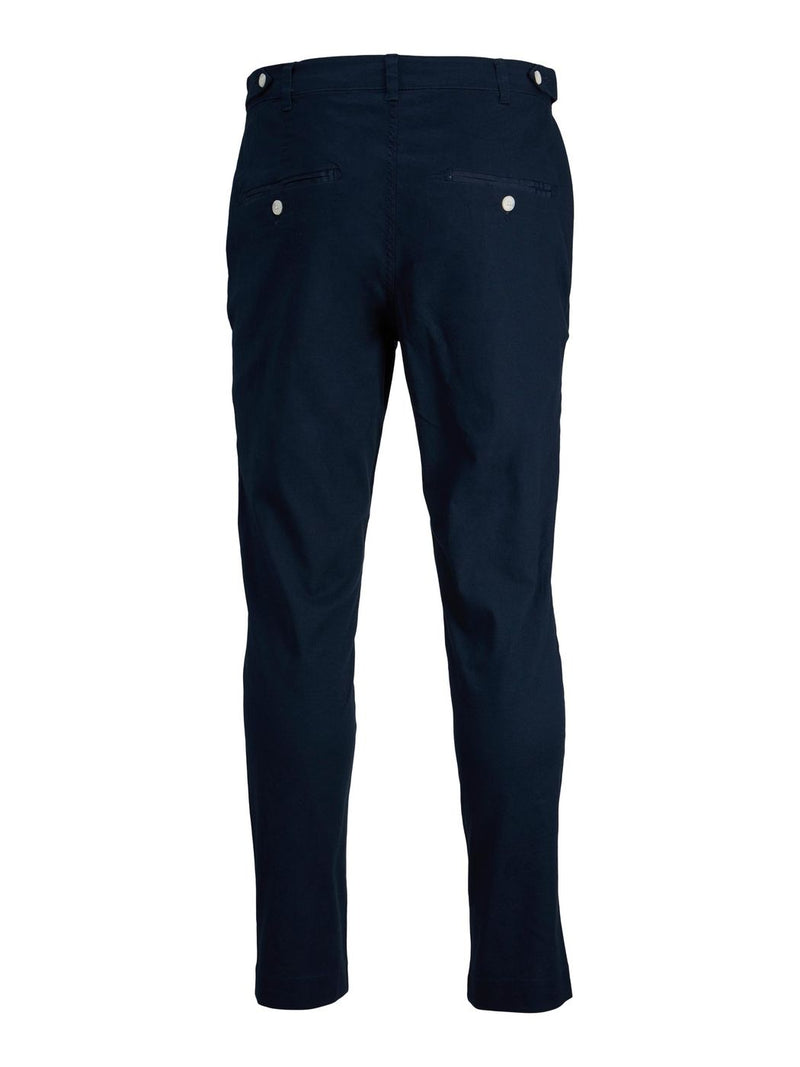 12210116 - Pantalone in cotone leggero con bottone a vista, vestibilità slim.