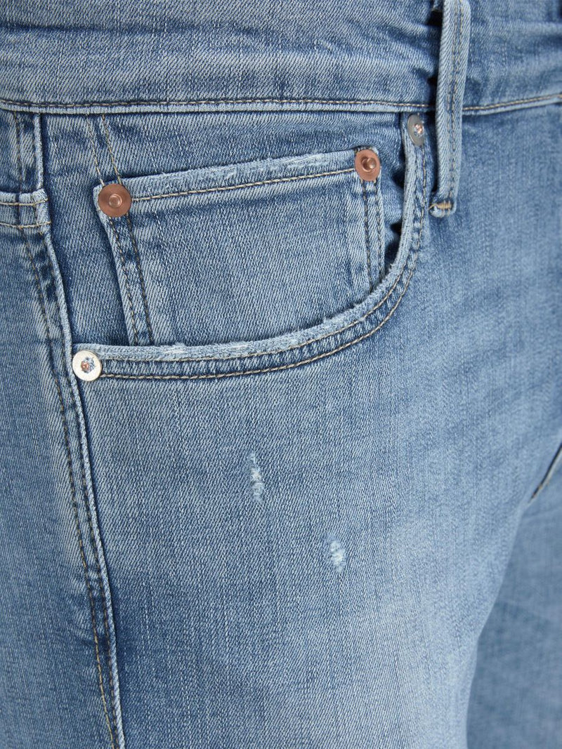 12204336 -Jeans Glenn lavaggio chiaro, con strappi e cuciture alle tasche posteriori,