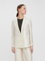 10265196 -Tailleur in tessuto lucido, giacca vestibilità morbida con due bottoni e pantalone coulotte morbido con elastico in vita.