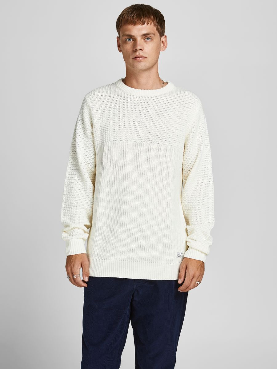 12189200 - Maglione girocollo con trama a due sensi.