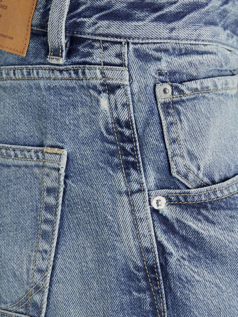 12195881 - Jeans Frank cropped, lavaggio chiaro con rotture.