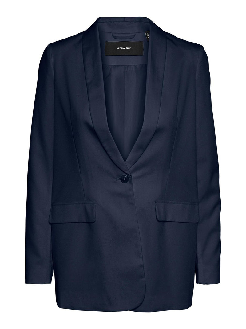 10265299 - Tailleur giacca vestibilità morbida con collo rever a un bottone e pantalone palazzo.